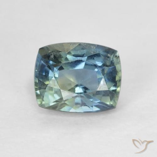 0.64ct Natural Azul-esverdeado Safira, Almofada, VVS-VS