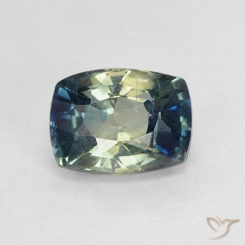 0.95ct Natural Azul-esverdeado Safira, Almofada, VVS-VS