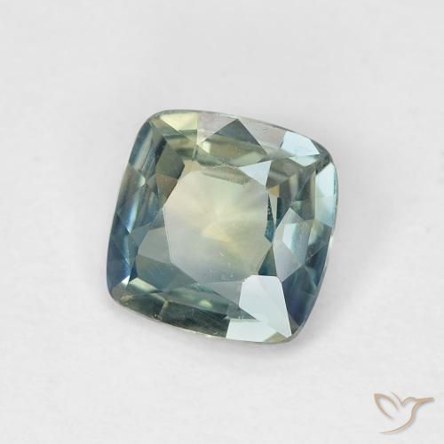 Safira Azul-esverdeado Natural 0.88ct, Almofada, VVS