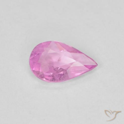 Safira Roxo Rosado Brilhante Natural 0.26ct, Formato de pêra, VS