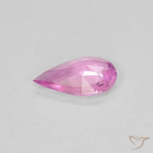 Safira Roxo Rosado Brilhante Natural 0.26ct, Formato de pêra, VS