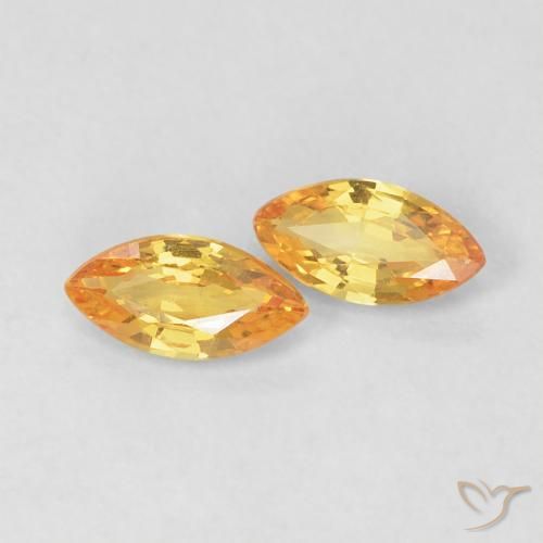 Pedras preciosas de Safira Laranja escuro-dourado natural de 0.36 ct, Marquesa, VVS