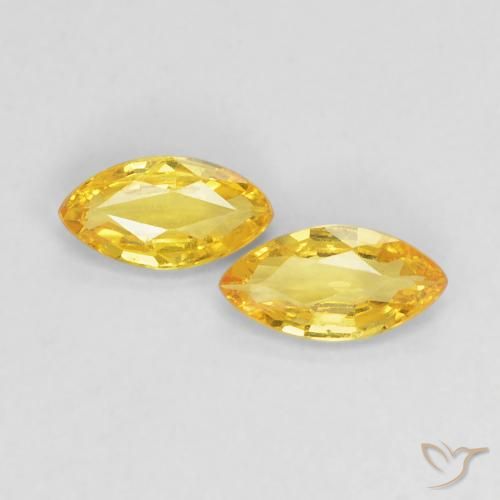 0.33ctw Natural amarelo médio Safira, Marquesa, VVS