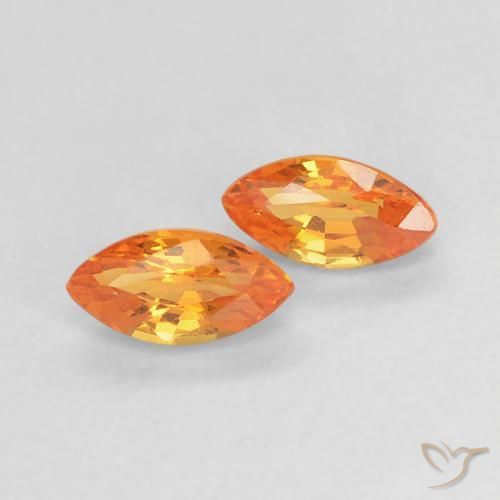 Pedras preciosas de Safira Laranja brilhante natural de 0.49 ct, Marquesa, VVS