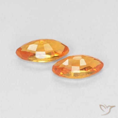 Pedras preciosas de Safira Laranja brilhante natural de 0.49 ct, Marquesa, VVS