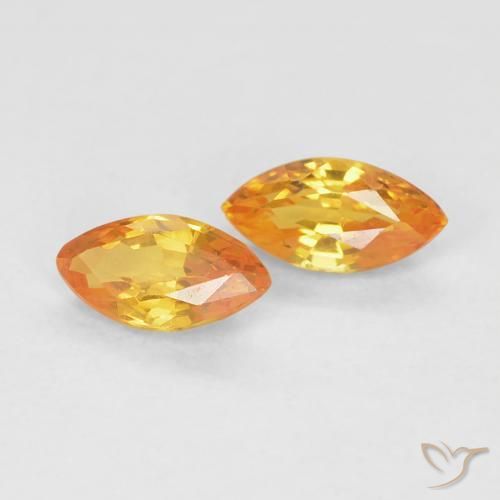 Pedras preciosas de Safira Laranja-Ouro natural de 0.39 ct, Marquesa, VVS