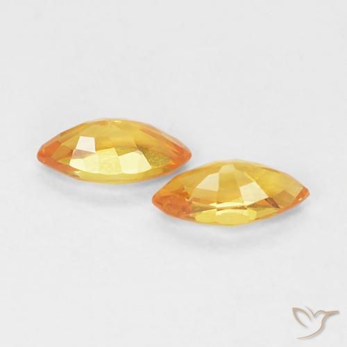 Pedras preciosas de Safira Laranja-Ouro natural de 0.39 ct, Marquesa, VVS