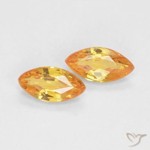 Pedras preciosas de Safira Laranja-Ouro natural de 0.37 ct, Marquesa, VVS