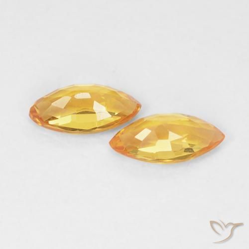 Pedras preciosas de Safira Laranja-Ouro natural de 0.37 ct, Marquesa, VVS