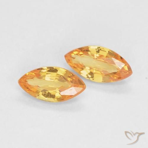 Pedras preciosas de Safira Laranja-Ouro natural de 0.37 ct, Marquesa, VVS
