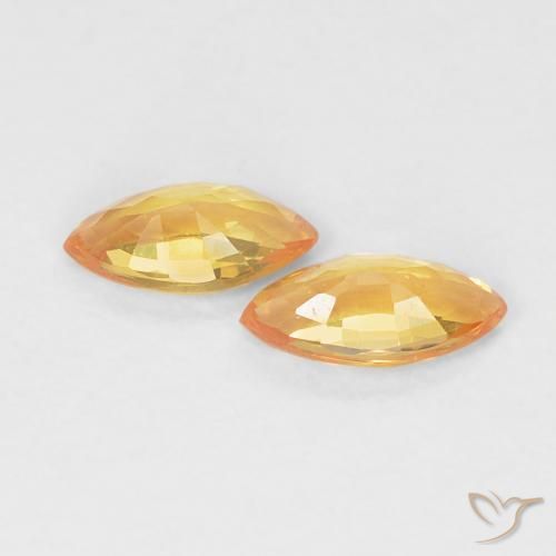 Pedras preciosas de Safira Laranja-Ouro natural de 0.37 ct, Marquesa, VVS