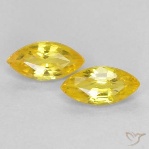 Pedras preciosas de Safira amarelo médio natural de 0.42 ct, Marquesa, VVS-VS
