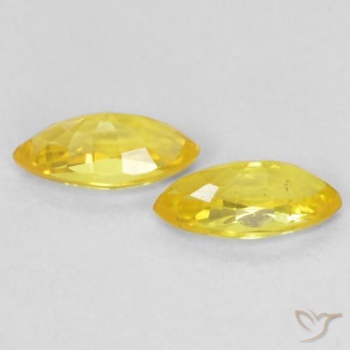 Pedras preciosas de Safira amarelo médio natural de 0.42 ct, Marquesa, VVS-VS