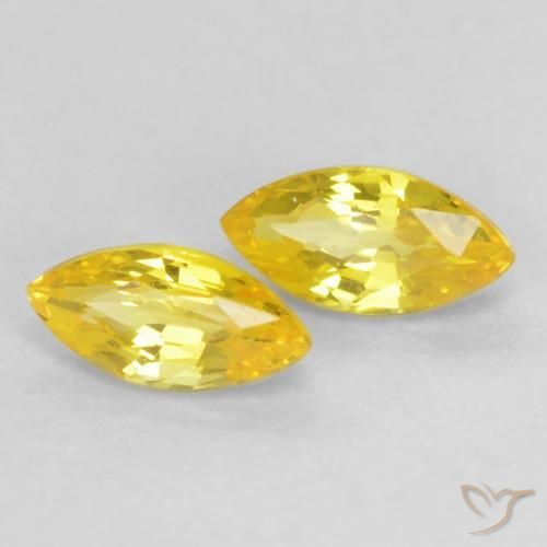 Pedras preciosas de Safira amarelo médio natural de 0.44 ct, Marquesa, VVS-VS