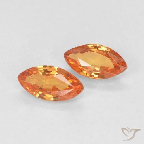 Pedras preciosas de Safira âmbar laranja natural de 0.36 ct, Marquesa, VVS