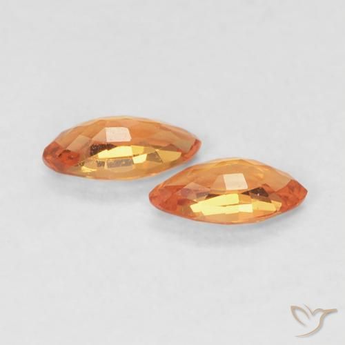 Pedras preciosas de Safira âmbar laranja natural de 0.36 ct, Marquesa, VVS