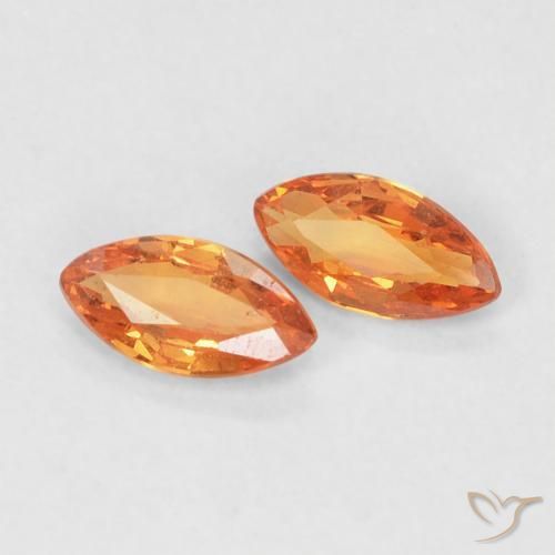 Pedras preciosas de Safira laranja avermelhado natural de 0.35 ct, Marquesa, VVS