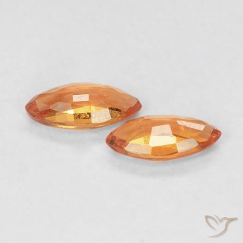 Pedras preciosas de Safira laranja avermelhado natural de 0.35 ct, Marquesa, VVS