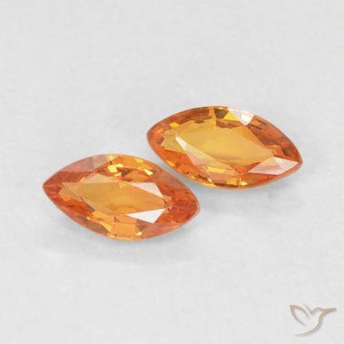 Pedras preciosas de Safira laranja avermelhado natural de 0.36 ct, Marquesa, VVS