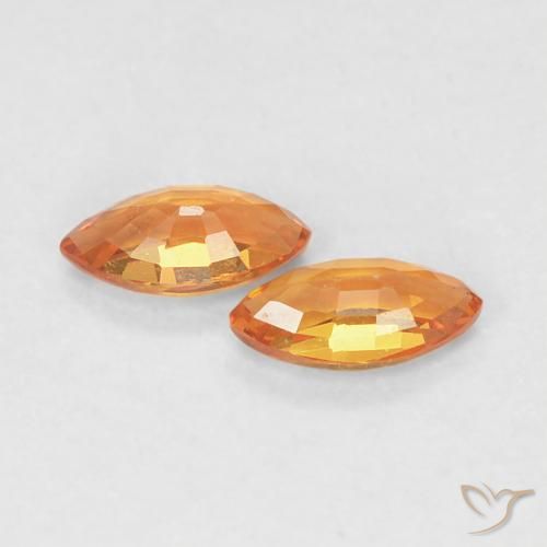 Pedras preciosas de Safira laranja avermelhado natural de 0.36 ct, Marquesa, VVS
