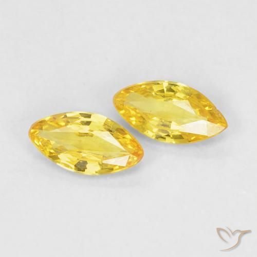 Pedras preciosas de Safira amarelo médio natural de 0.32 ct, Marquesa, VS