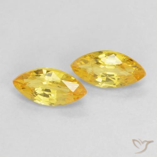 Pedras preciosas de Safira amarelo médio natural de 0.42 ct, Marquesa, VS