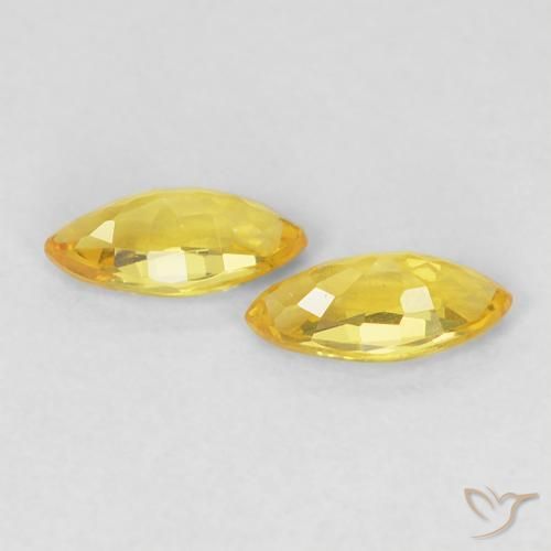 Pedras preciosas de Safira amarelo médio natural de 0.42 ct, Marquesa, VS
