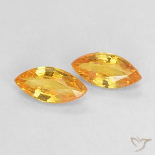 Pedras preciosas de Safira Laranja-Ouro natural de 0.37 ct, Marquesa, VVS-VS