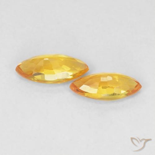 Pedras preciosas de Safira Laranja-Ouro natural de 0.37 ct, Marquesa, VVS-VS