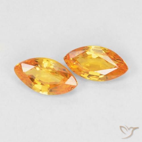 Pedras preciosas de Safira Laranja Médio natural de 0.41 ct, Marquesa, VVS-VS