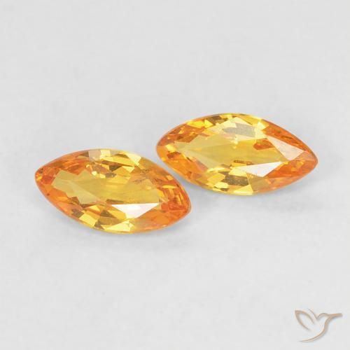 Pedras preciosas de Safira damasco laranja natural de 0.36 ct, Marquesa, VVS-VS
