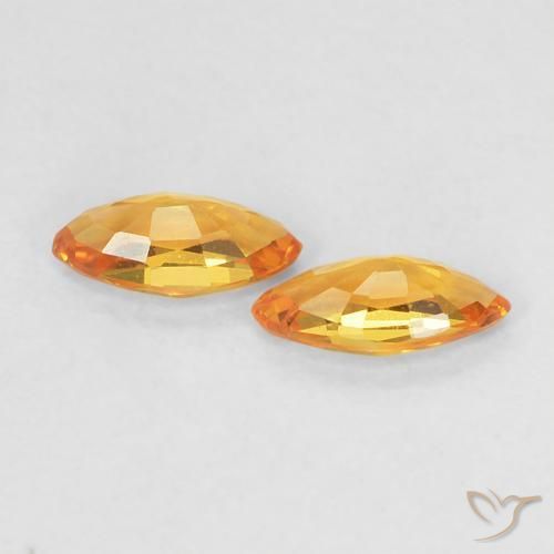 Pedras preciosas de Safira damasco laranja natural de 0.36 ct, Marquesa, VVS-VS