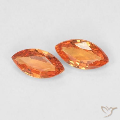 Pedras preciosas de Safira Laranja brilhante natural de 0.37 ct, Marquesa, VVS-VS