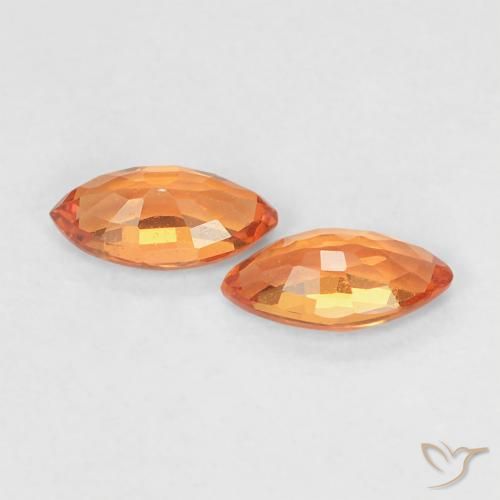Pedras preciosas de Safira Laranja brilhante natural de 0.37 ct, Marquesa, VVS-VS