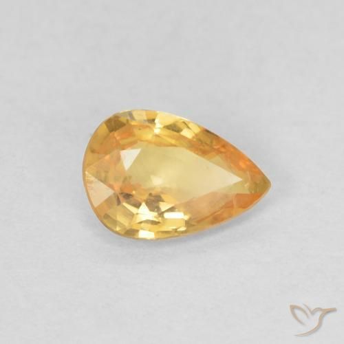 0.39ct Natural Laranja claro-dourado Safira, Formato de pêra, VS
