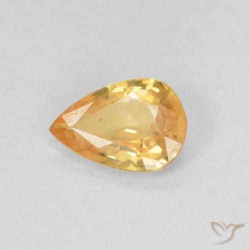 Safira Laranja claro-dourado Natural 0.39ct, Formato de pêra, VS