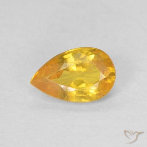 Safira Laranja Médio Natural 0.50ct, Formato de pêra, VS