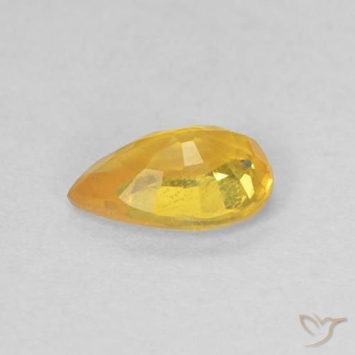 Safira Laranja Médio Natural 0.50ct, Formato de pêra, VS