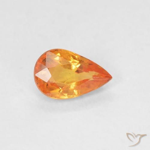 Safira Laranja brilhante Natural 0.52ct, Formato de pêra, VVS-VS