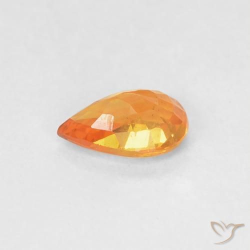 Safira Laranja brilhante Natural 0.52ct, Formato de pêra, VVS-VS