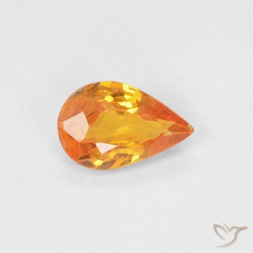Safira damasco laranja Natural 0.43ct, Formato de pêra, VVS-VS