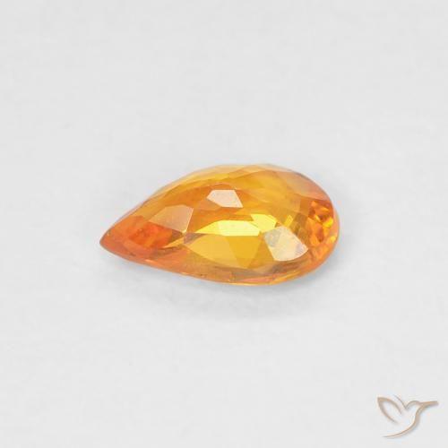Safira damasco laranja Natural 0.43ct, Formato de pêra, VVS-VS