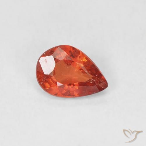 Safira fogo laranja Natural 0.44ct, Formato de pêra, VS