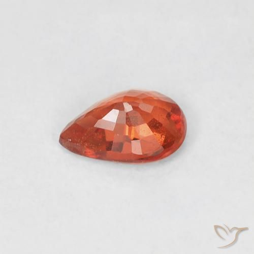 Safira fogo laranja Natural 0.44ct, Formato de pêra, VS
