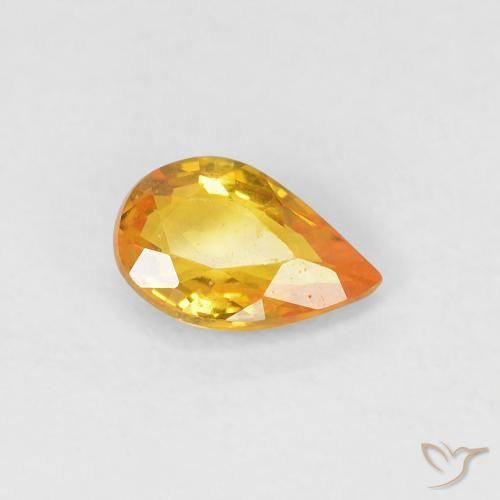 Safira Laranja Médio Natural 0.48ct, Formato de pêra, VVS-VS