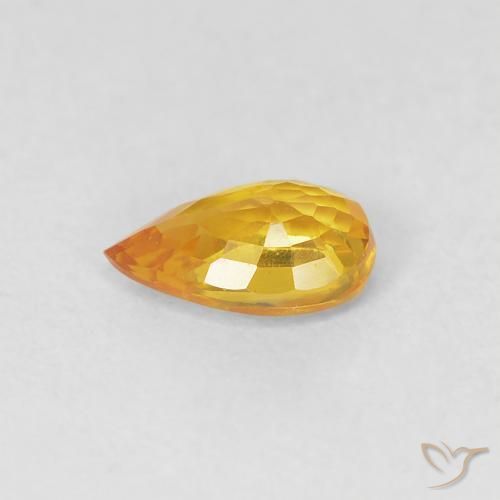 Safira Laranja Médio Natural 0.48ct, Formato de pêra, VVS-VS