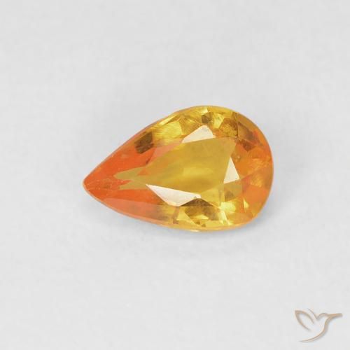 0.50ct Natural Laranja Médio Safira, Formato de pêra, VVS-VS