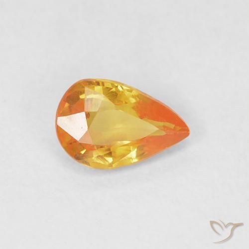 Safira Laranja Médio Natural 0.50ct, Formato de pêra, VVS-VS