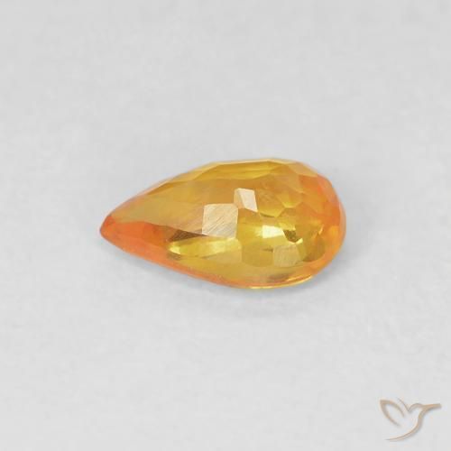 Safira Laranja Médio Natural 0.50ct, Formato de pêra, VVS-VS