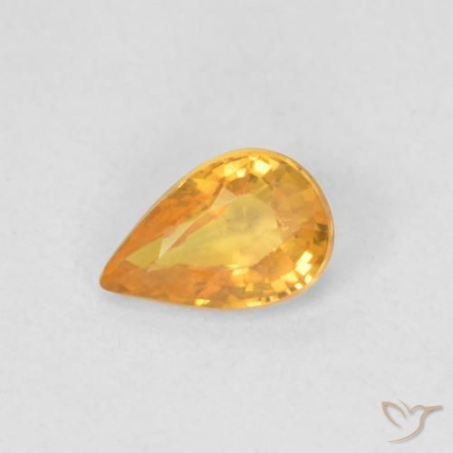 Safira Laranja Médio Natural 0.50ct, Formato de pêra, VVS